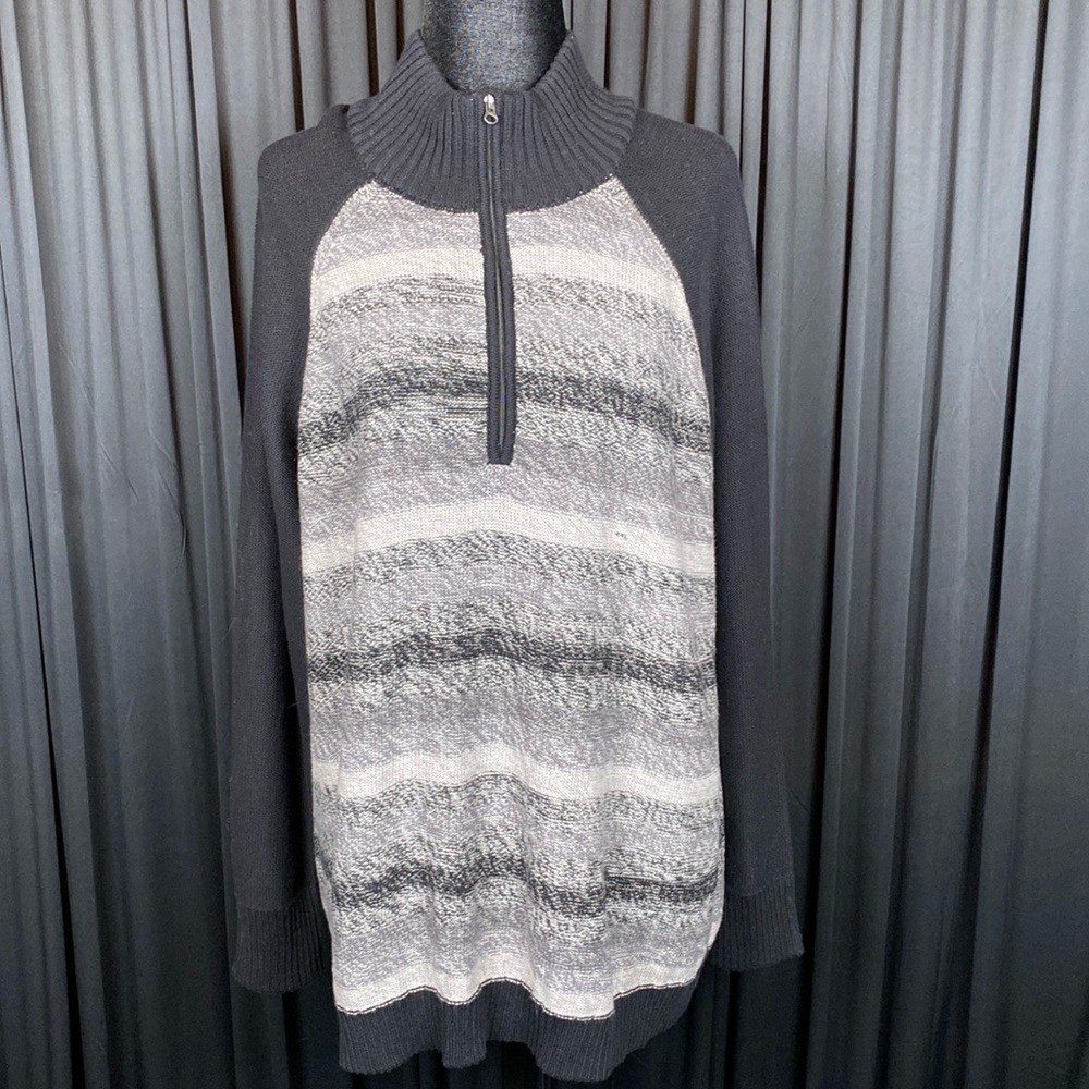 NWT! Eddie Bauer- Black, white and gray stripped sweater Sz XXL